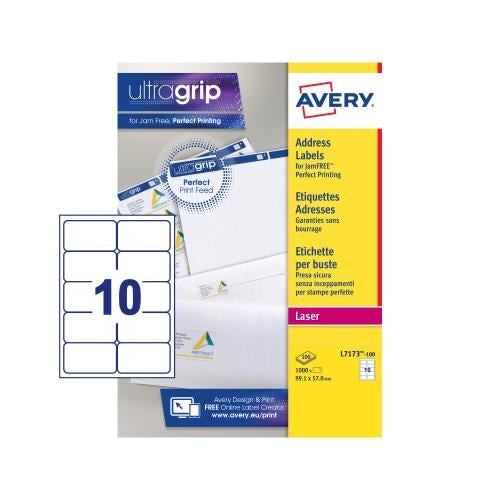 Avery Laser Address Labels 99.1 x 57mm (100 Sheets) L7173-100 - Avery
