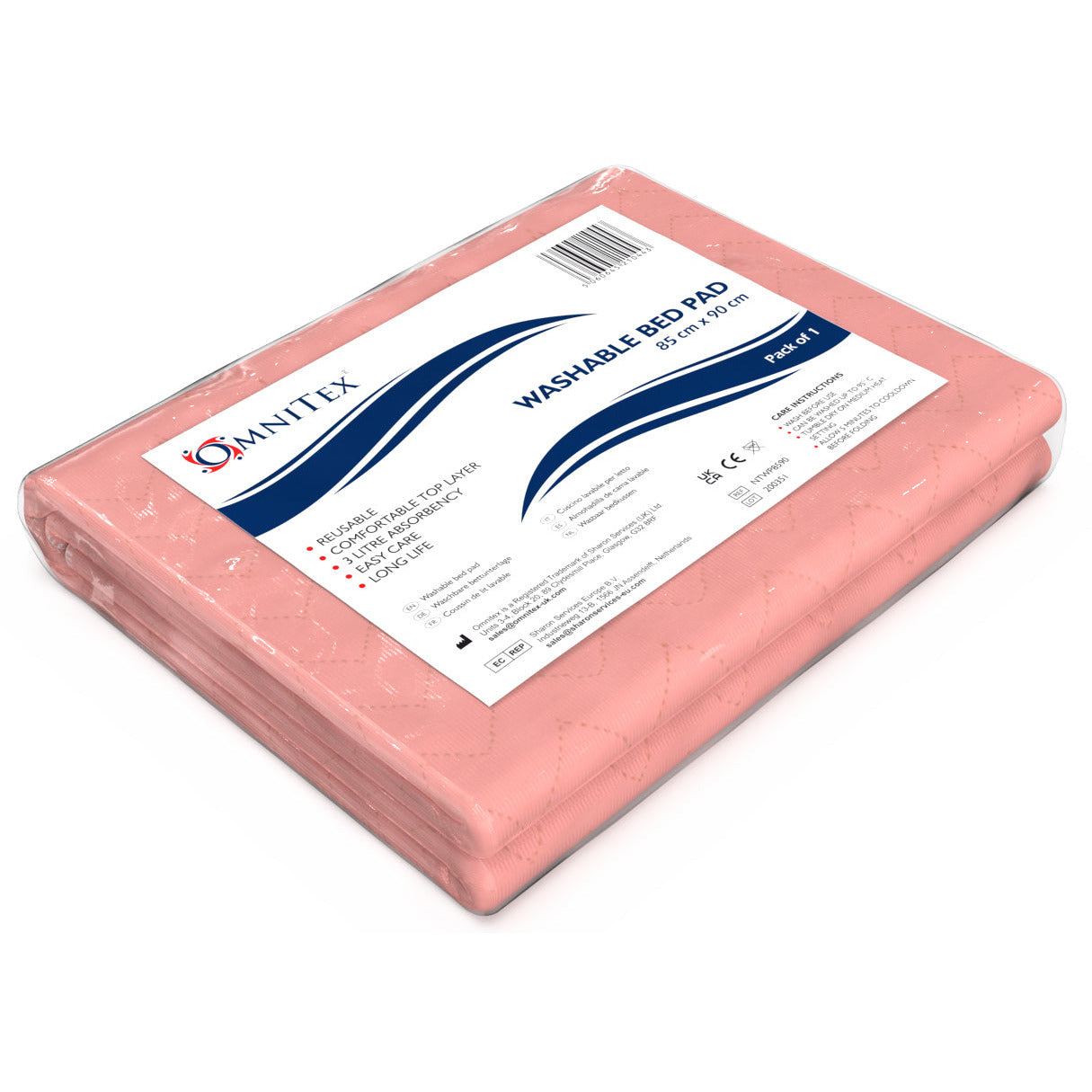 Incontinence Bed Pads - Washable/Reusable 85 x 90cm without tucks - 3 litre Capacity - Omnitex