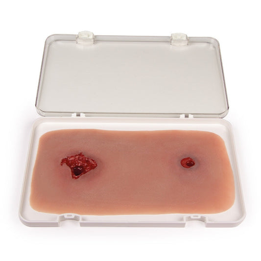 Wound Moulage Bullet Hole, Leg With Bleeding Function - Erler Zimmer