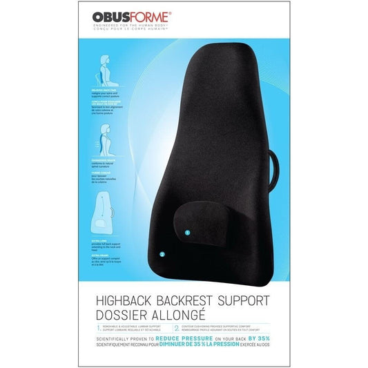 Obusforme - Highback support cushion - 780mm x 430mm x 100m - Black - Splicecast