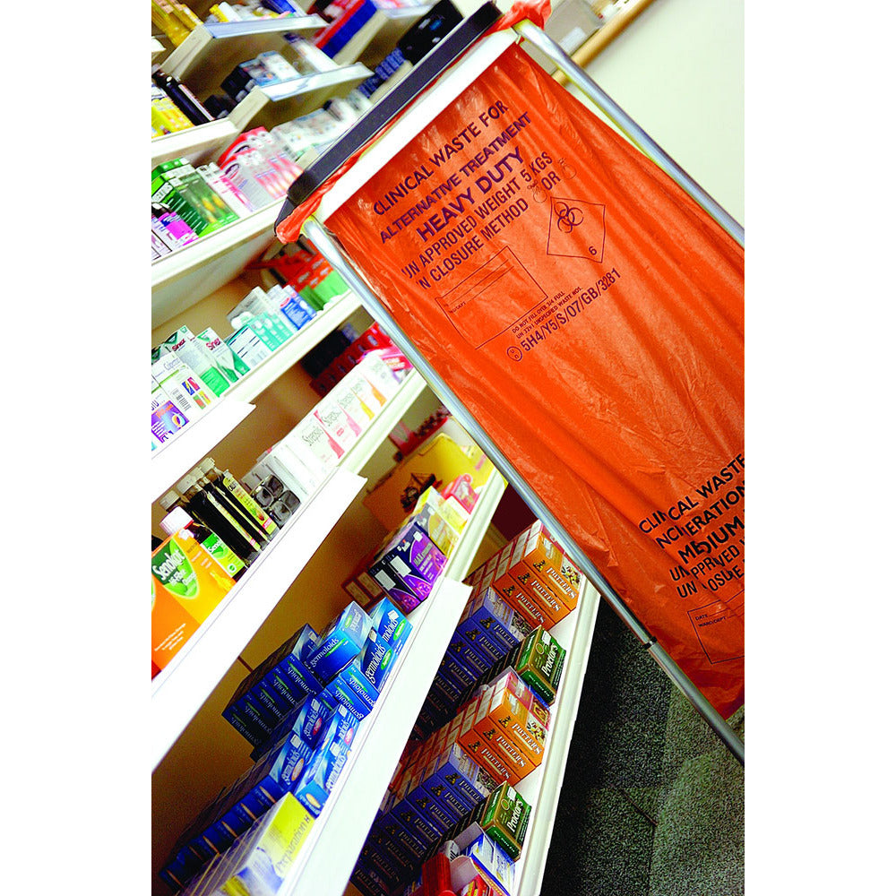 Orange Medium Duty Clinical Waste Sacks - 20 Litres x 50