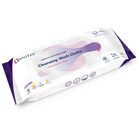 Omnitex Cleansing Wash Cloths with Barrier Cream - Pack of 26