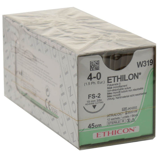 Ethilon Suture Cutting P Needle:19mm 45cm Blue 4-0 1.5 x 12
