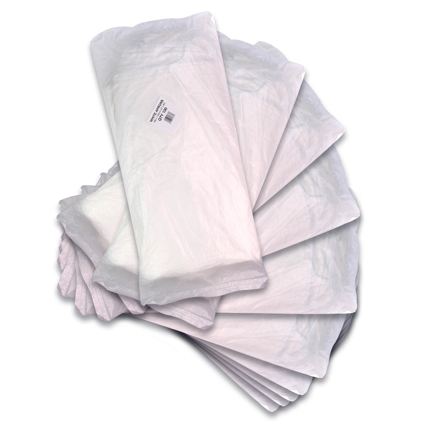 1 x Pack of 100 White Aprons (16 Micron, NHS Spec, Flat Pack)