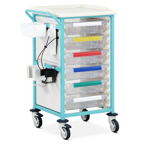 Single Column Mild Steel Phlebotomy Trolley 6 x 100mm Trays - Bristol Maid
