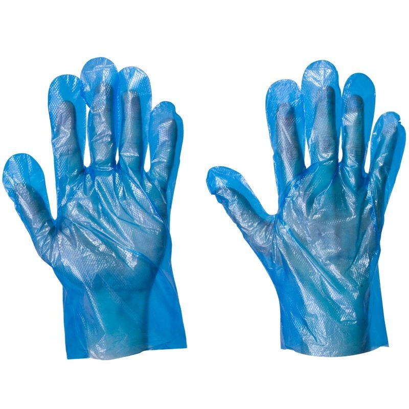 Blue Polythene Powder Free Gloves - Large - Box of 100 - Supertouch