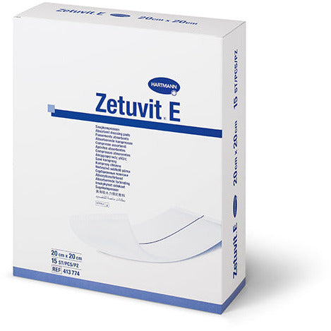 Zetuvit E Sterile Absorbent Dressing Pads - 20cm x 20cm Pack of 15 - Hartmann