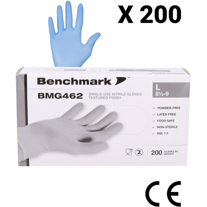 Blue Nitrile Disposable Gloves - Cat III Medical Grade - Box of 200 - Large - AAA Medics