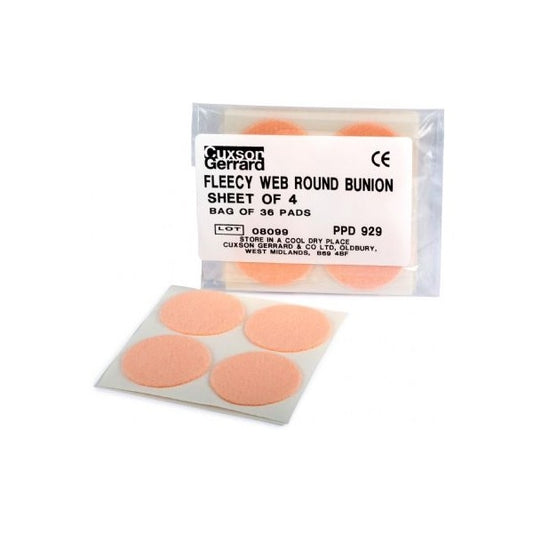 Fleecy Web Cut Pads - Round Bunion x 36 Pads