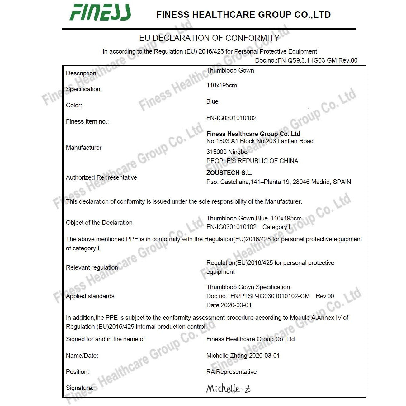 Protective Thumb Loop Gown – PPE Cat I Certified - Fluid Resistant - Box of 15 - Discontinued