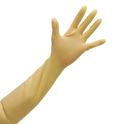 Premier Arm Length Latex Gauntlet PF Rubber Gloves (M) - Premier