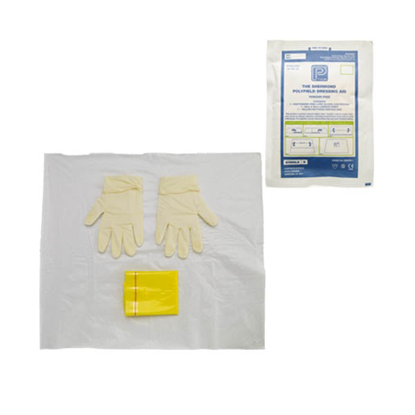 Polyfield Dressing Aid Pack - (Yellow) Large - With Latex Powder-Free Large Glove - Single