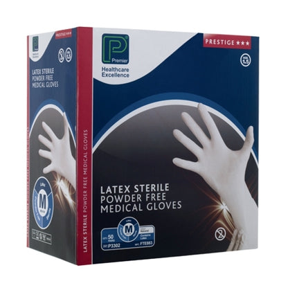 Premier Sterile Latex Exam Gloves (L) - 50 Pairs - Premier
