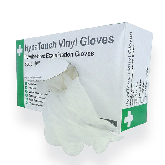 HypaTouch Powder-Free Vinyl Gloves (Box of 100) - Medium - Safety First Aid