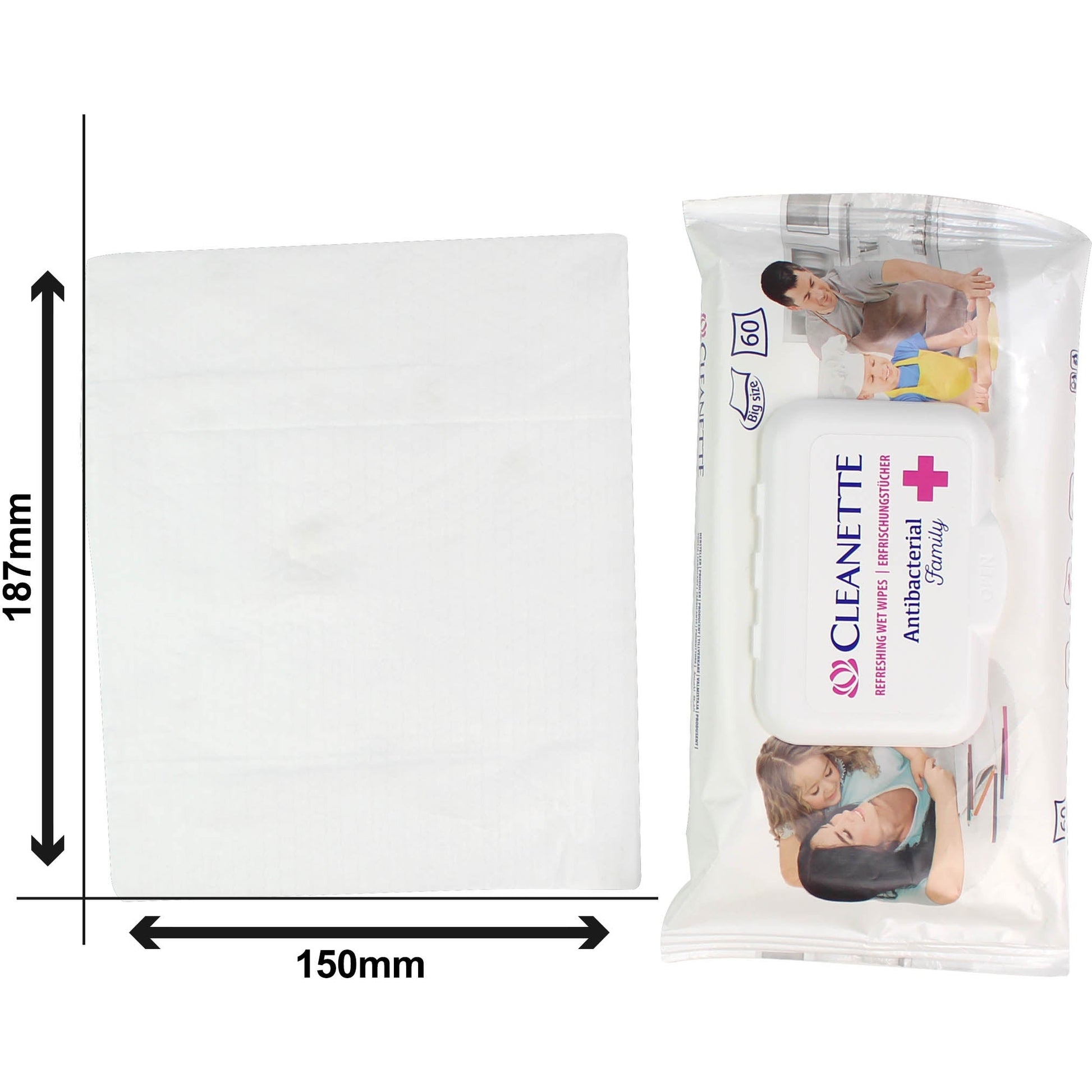Cleanette Antibacterial Wipes - Pack of 60 Wipes - Discontinued
