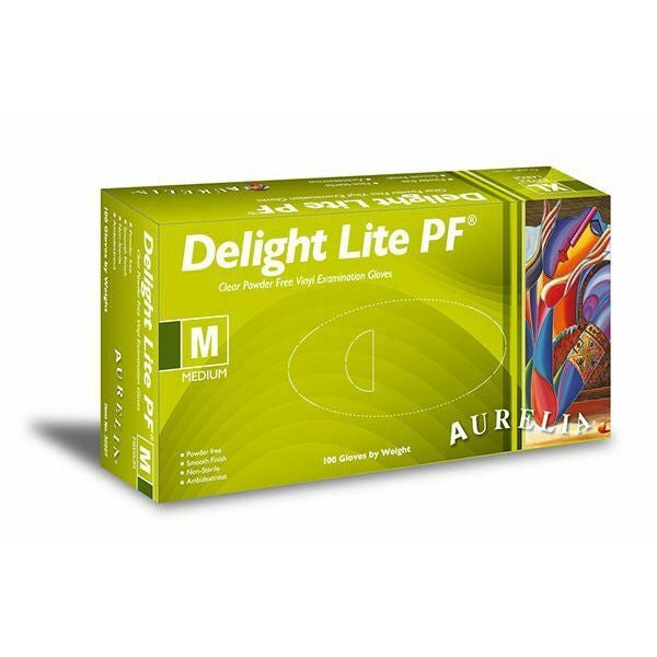 Aurelia Delight Lite Clear Powder Free Vinyl Gloves - Extra Large - Box of 100 - Aurelia Gloves