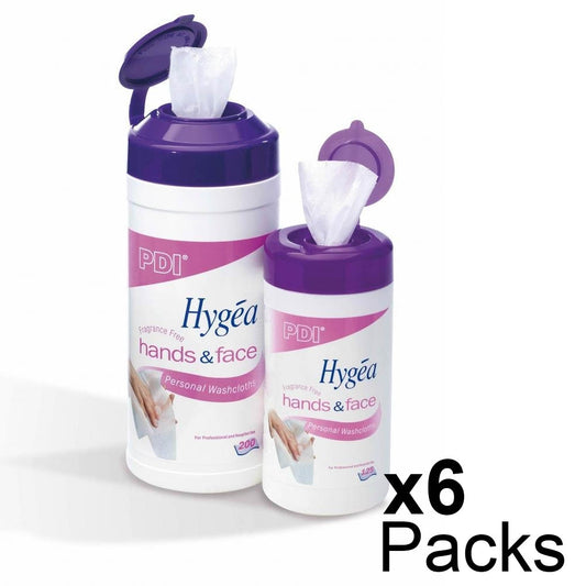 Hygea Hands & Face Personal Wash Cloths (6 x 200 Wipes) - Hygea Natural