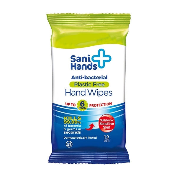 Sani Hands Anti-bacterial Hand Wipes - Pack Of 12 Wipes