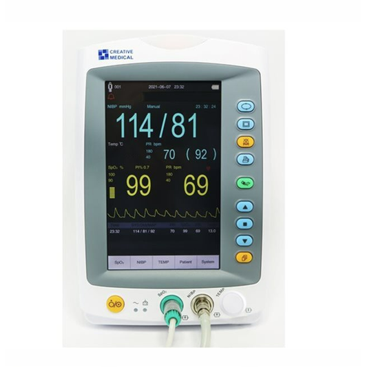 Creative PC-900Plus Vital Signs Monitor (Analogue SpO2, NIBP & Temp) with Adult Soft Sensor, NIBP Cuff and Temperature Interface Cable - ProAct