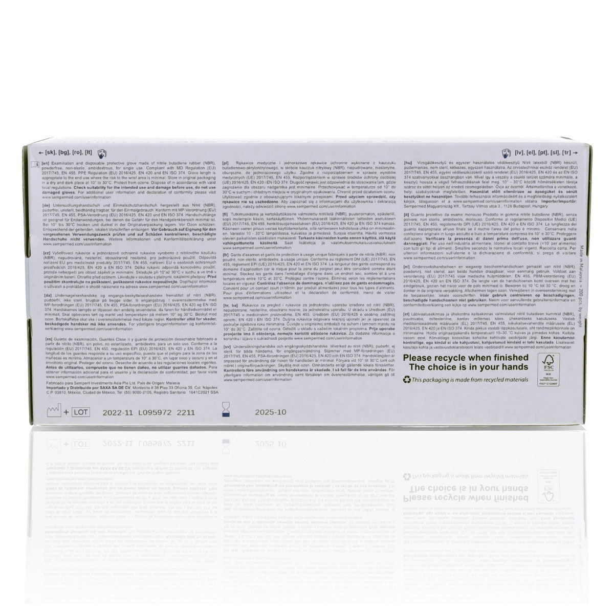 Nitrile Gloves Sempercare Green- Extra Large x 180 - SemperMed