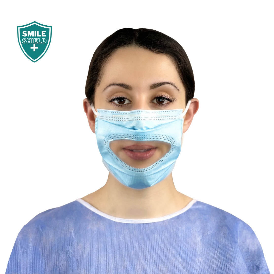 Smile Shield Transparent Face Masks With Clear Panel (Box of 50 Masks)