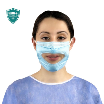 Smile Shield Transparent Face Masks With Clear Panel (Box of 50 Masks)