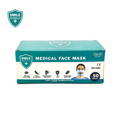 Smile Shield Transparent Face Masks With Clear Panel (Box of 50 Masks) - Smile Shield