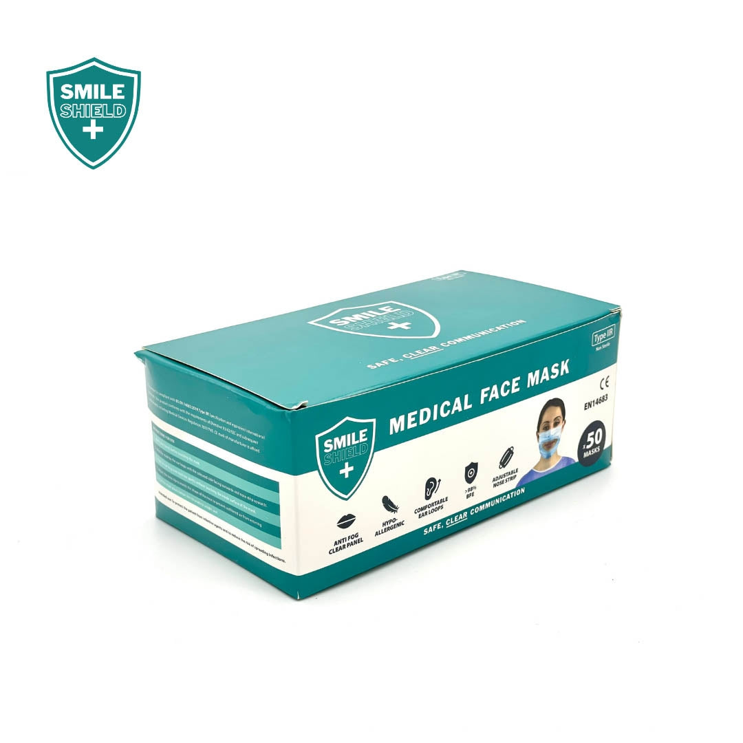 Smile Shield Transparent Face Masks With Clear Panel (Box of 50 Masks) - Smile Shield