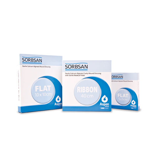 Sorbsan Flat Surgical Dressing 10cm x 20cm x 5 - Aspen Medical