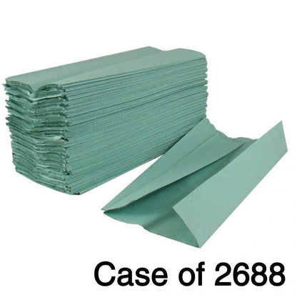 Hand Towels- C-Fold- 1ply (green) x Pack of 4000 - Bunzl Catering Supplies