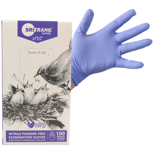 Nitrile Powder Free Examination Gloves x100 - Large [PPE Cat III Cert] - Sritang