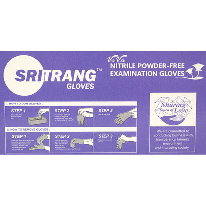 Nitrile Powder Free Examination Gloves x90 - Extra Large [PPE Cat III Cert] - Sritang