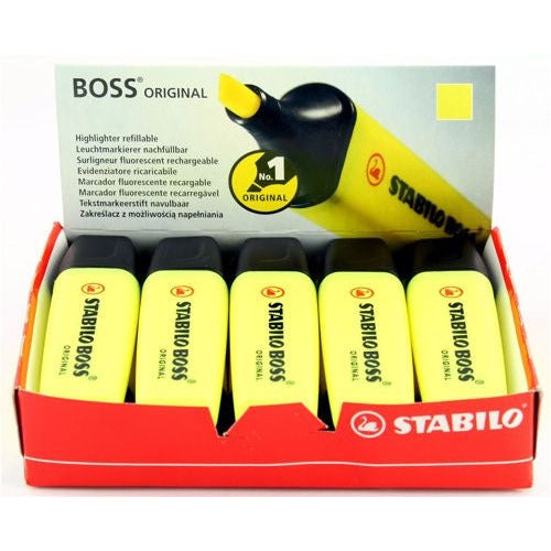 10 x Stabilo Boss Original Highlighter Yellow (Wedge tip for line width: 2.0 - 5.0mm)