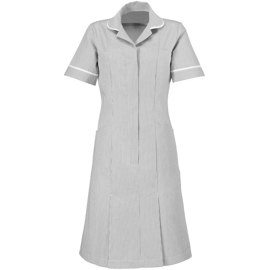 Women's Stripe Nursing Dress with Rounded Collar - 