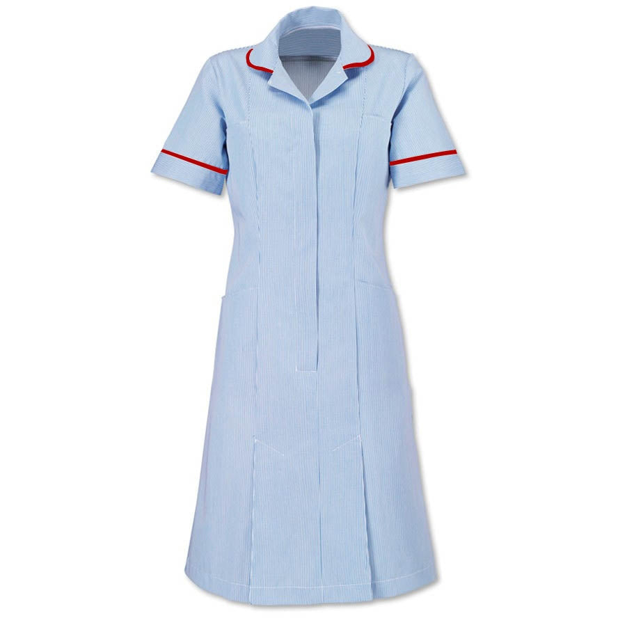 Women's Stripe Nursing Dress with Rounded Collar - 