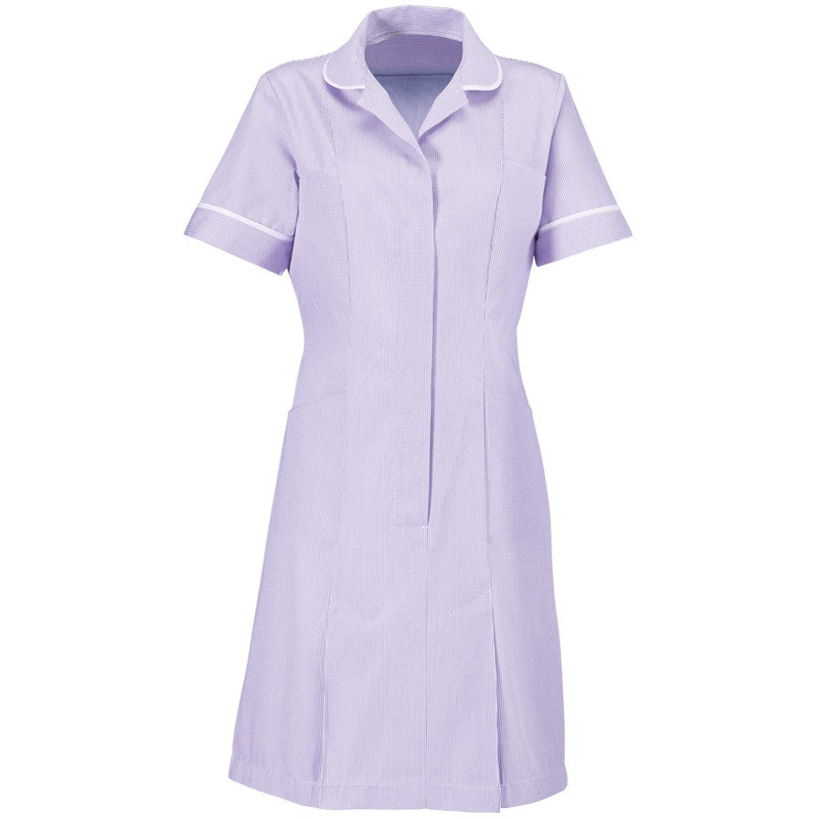 Women's Stripe Nursing Dress with Rounded Collar - 