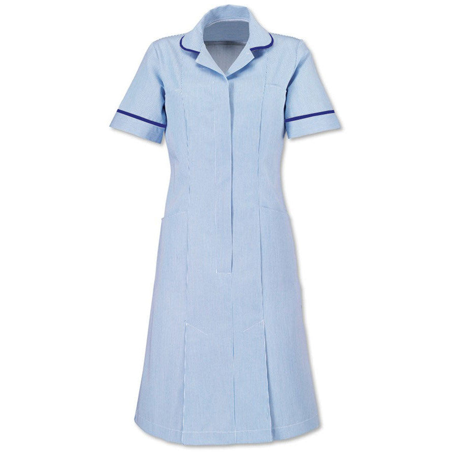 Women's Stripe Nursing Dress with Rounded Collar - 