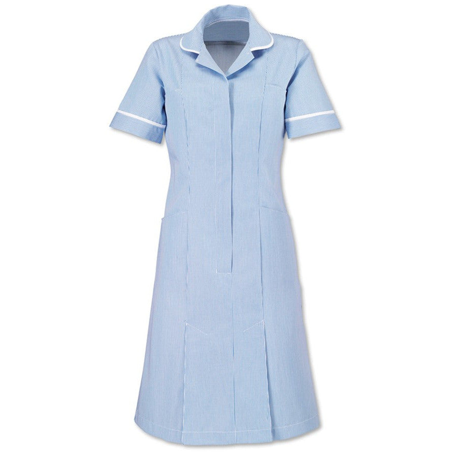 Women's Stripe Nursing Dress with Rounded Collar - 