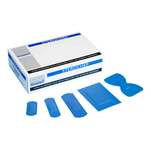 Steroplast Sterochef Assorted Blue Plasters Box of 100