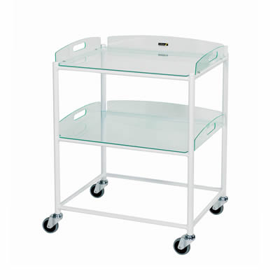 Sunflower Dressing Trolley 66cm Wide 2 x Glass Effect Trays 