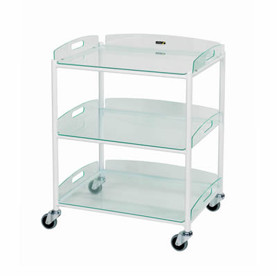 Sunflower Dressing Trolley 66cm Wide 3 x Glass Effect Trays 