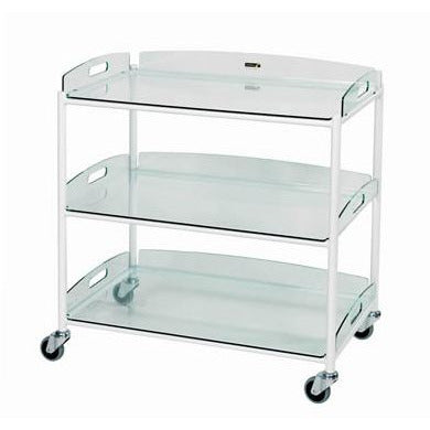 Sunflower Dressing Trolley 86cm Wide 3 x Glass Effect Trays