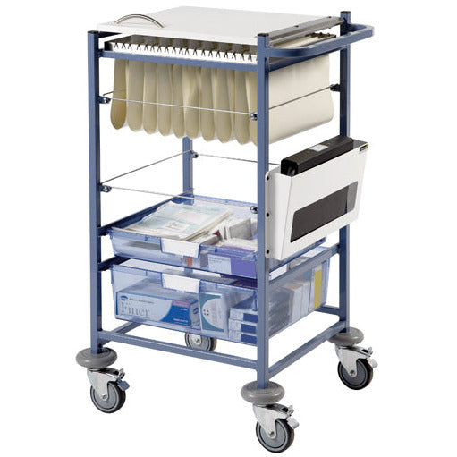 Sunflower Medical Notes Trolley - Open Sides with Hinged Top - 