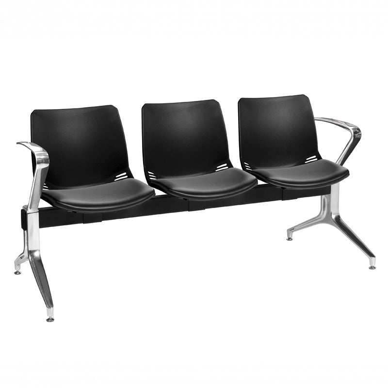 Sunflower Neptune Visitor 3 Seat Module (Moulded) - 2 Chrome Arms - Vinyl Seat Pads - 