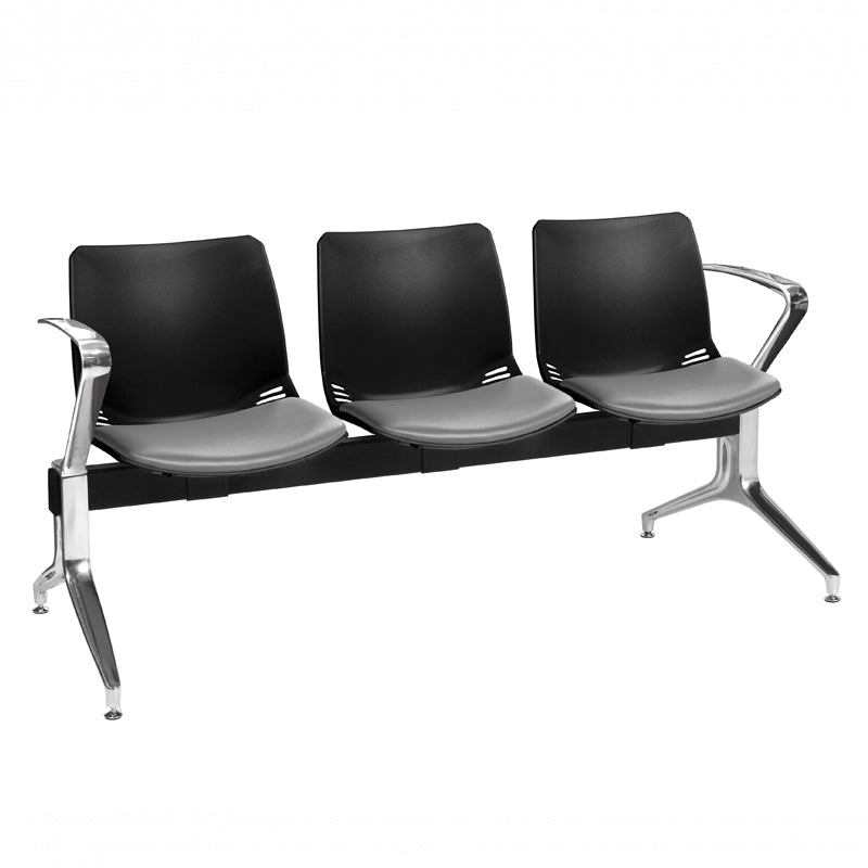 Sunflower Neptune Visitor 3 Seat Module (Moulded) - 2 Chrome Arms - Vinyl Seat Pads - 
