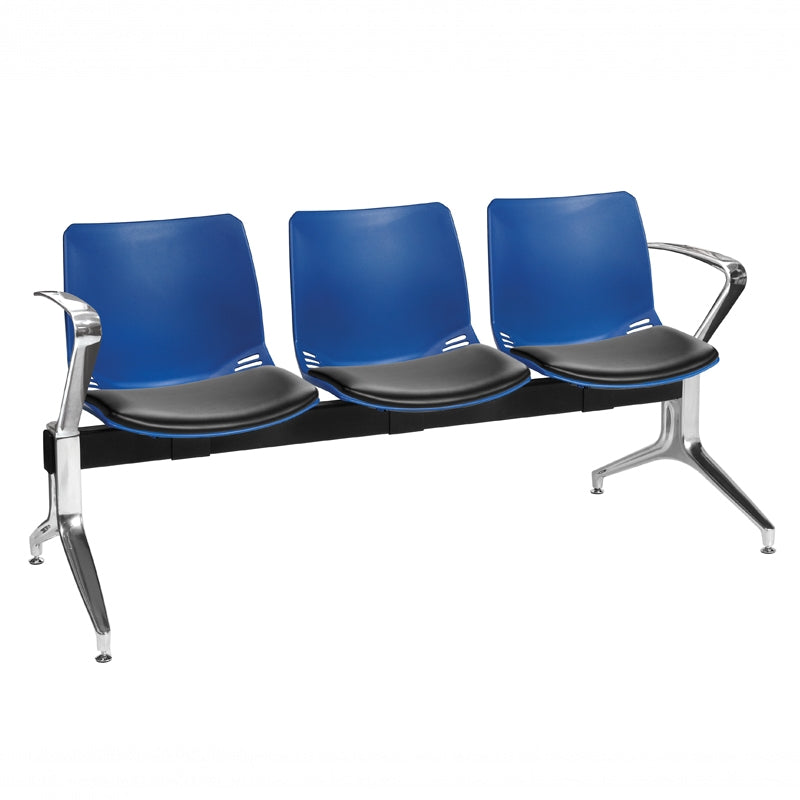 Sunflower Neptune Visitor 3 Seat Module (Moulded) - 2 Chrome Arms - Vinyl Seat Pads - 