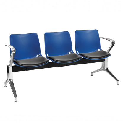Sunflower Neptune Visitor 3 Seat Module (Moulded) - 2 Chrome Arms - Vinyl Seat Pads - 