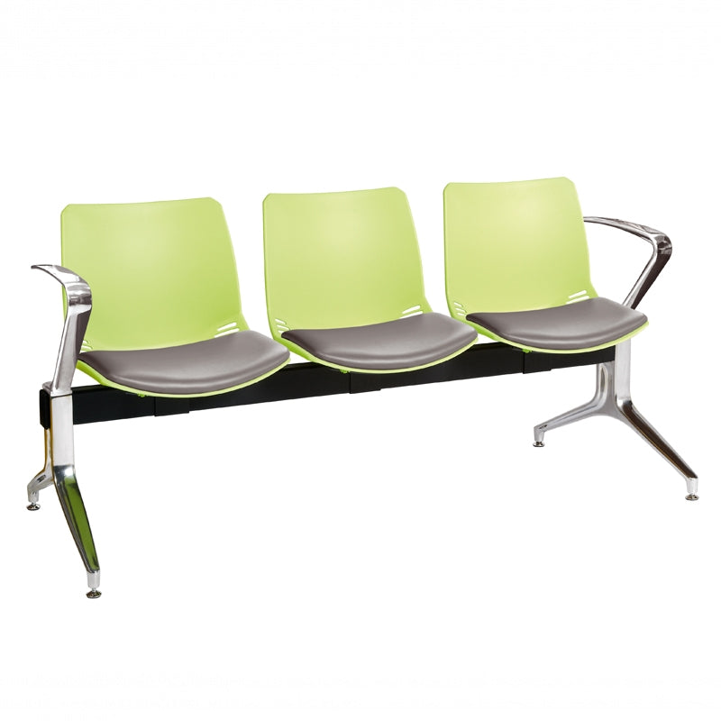 Sunflower Neptune Visitor 3 Seat Module (Moulded) - 2 Chrome Arms - Vinyl Seat Pads - 