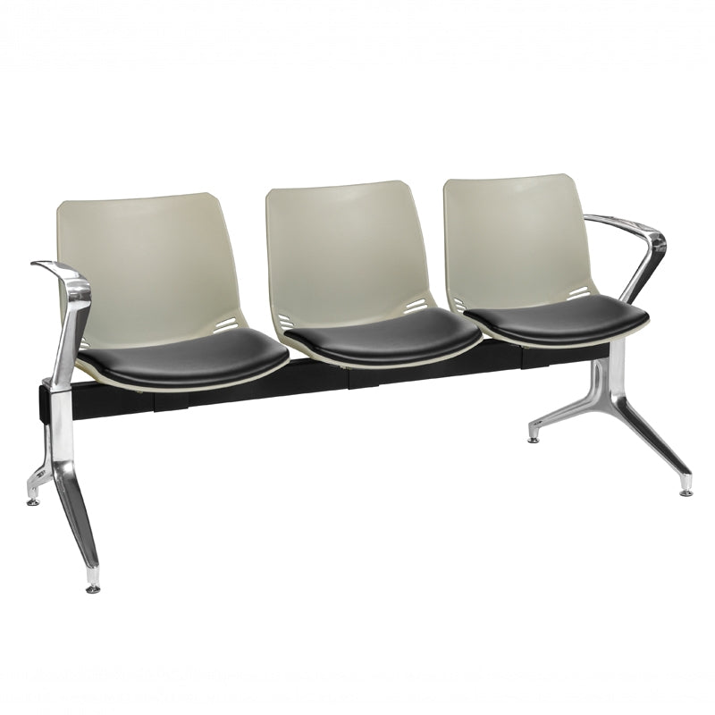 Sunflower Neptune Visitor 3 Seat Module (Moulded) - 2 Chrome Arms - Vinyl Seat Pads - 
