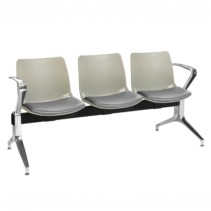 Sunflower Neptune Visitor 3 Seat Module (Moulded) - 2 Chrome Arms - Vinyl Seat Pads